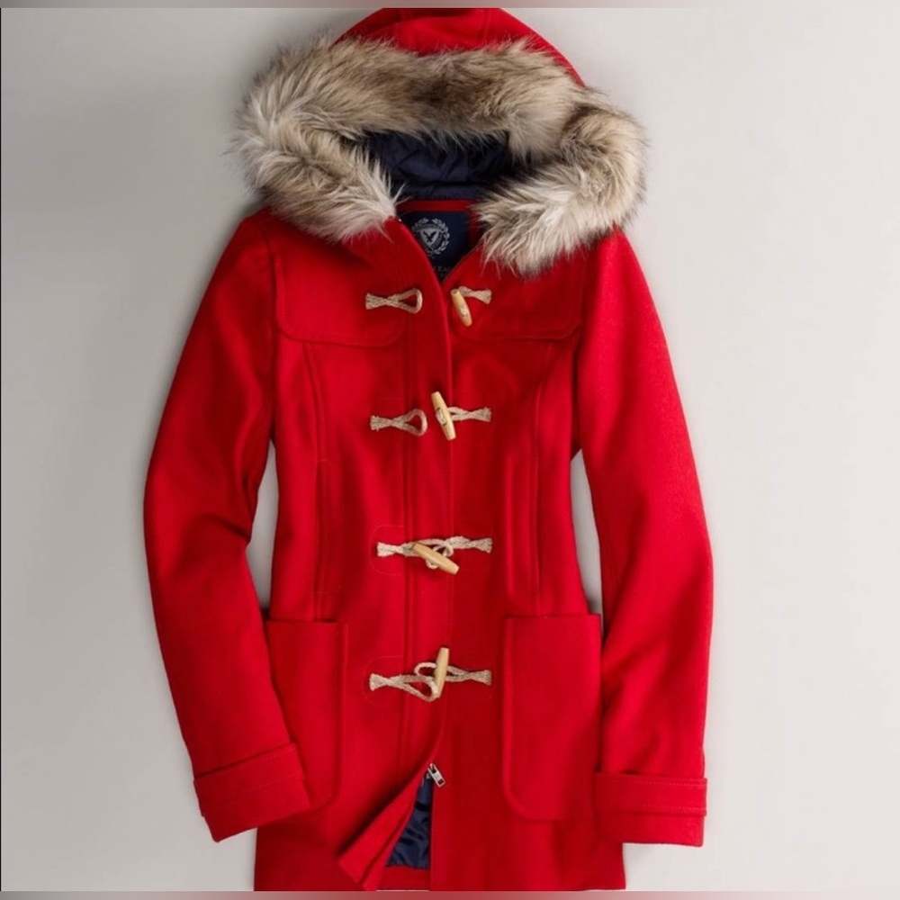 American Eagle coat with faux fur hood